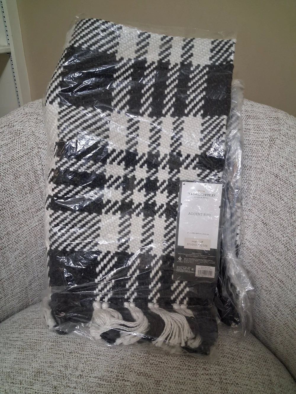 Studio McGee Black and White Plaid Accent Rug/Door Mat